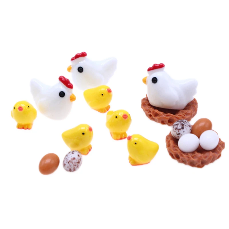 

1 Набор миниатюрный кукольный домик, пасхальный цыпленок, петушиное яйцо, куриное гнездо, модель фермы, миниатюрный Ландшафтный декор, игруш...
