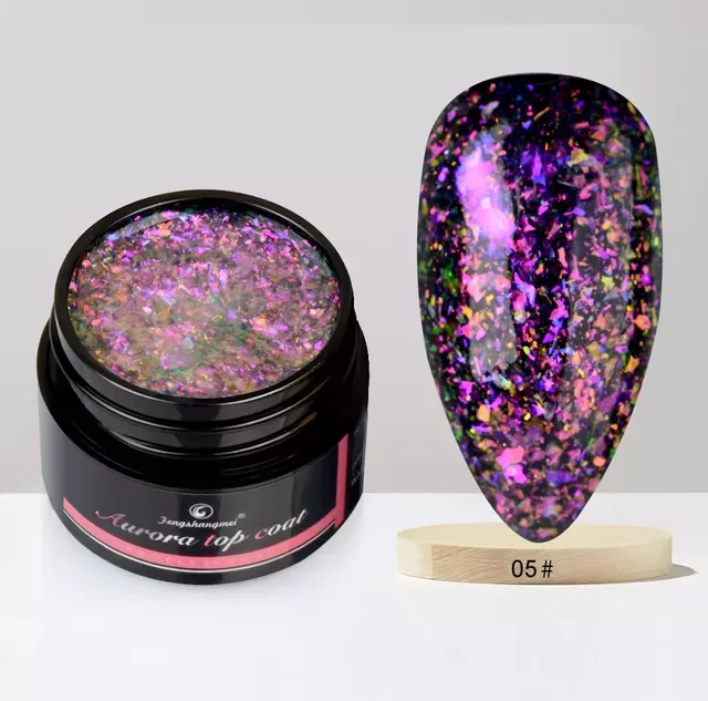 

2022NEW Aurora Nail Gel Top Coat 12 Colors Clear UV Gel Sparkling Nail Polish Art Design Glitter Hybrid Gel Varnish