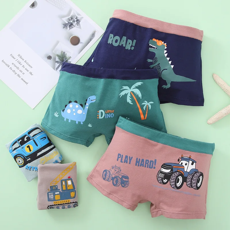 

5 Pcs/pack Kids Underwear for Boys Cotton Soft Cartoon Car Boxers Shorts Toddler Baby Boys Panties Teenage Underpants 2-14 Year