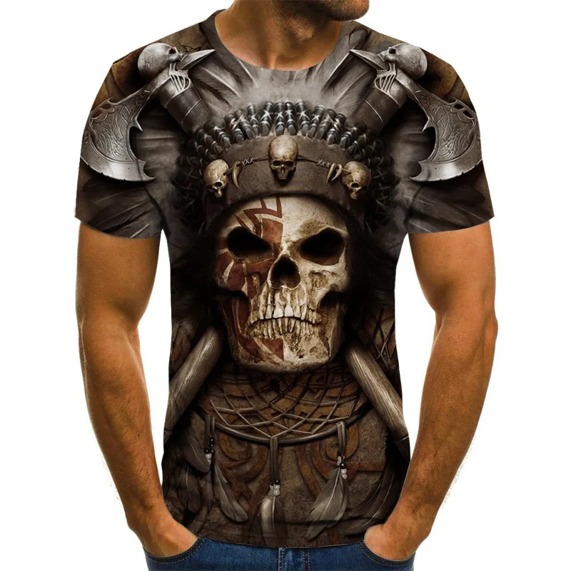 

Mature Men 3D Skull Printed T Shirts Casual Shirts Graphic Tee Personality T-shirt Oversized Short Sleeve Comfortable Tops