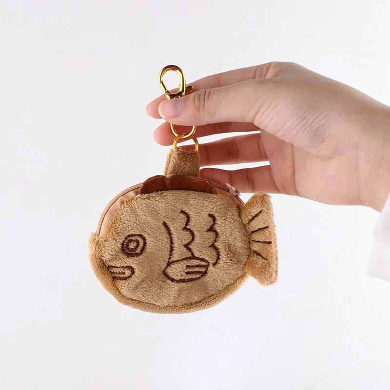 Cute Plush Snapper Fish Doll Coin Purse New Japan Style Wrist Bag Key Mini Cute Zipper Girl Coin Wallet Earphone Bag KeyChain