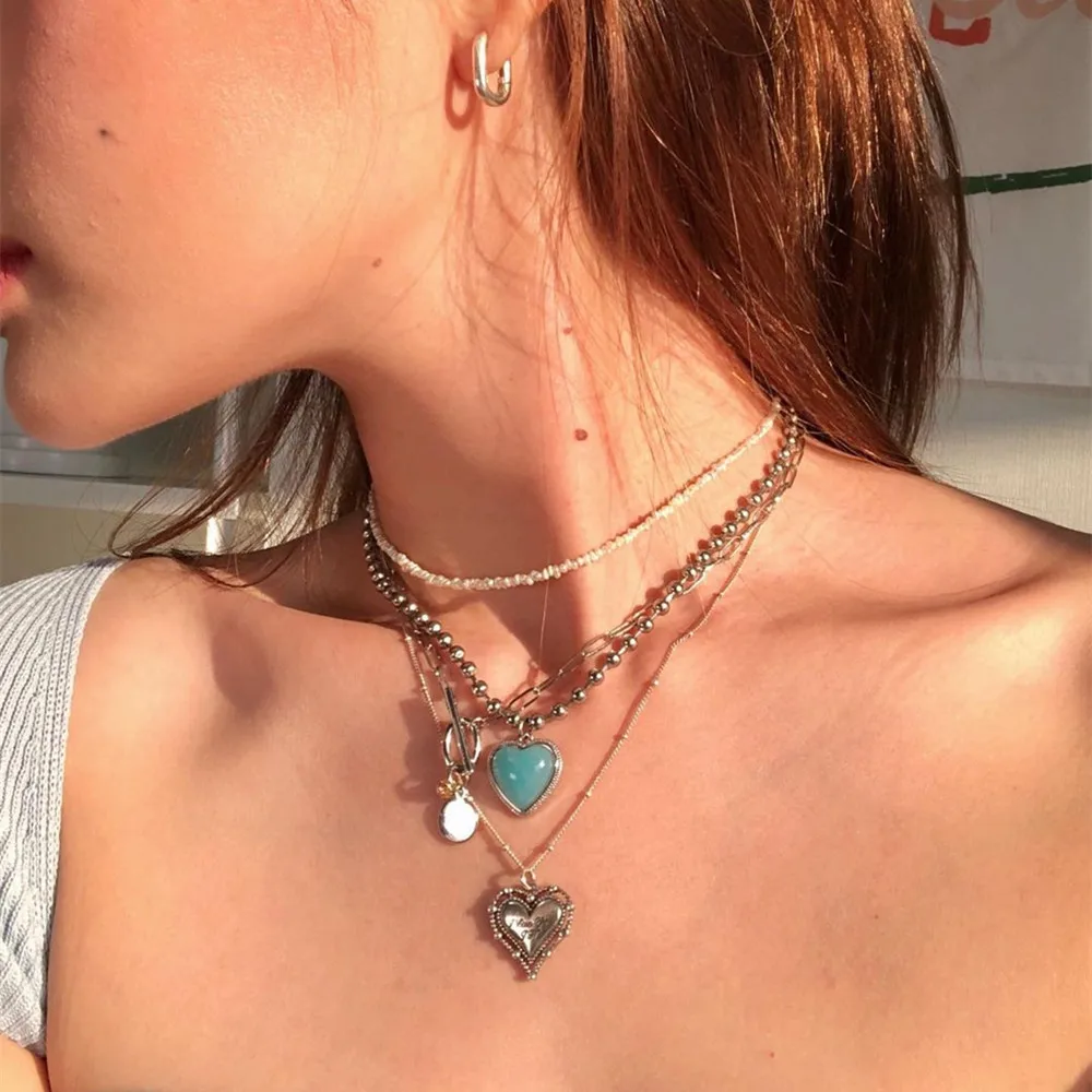

Reteo Personality Titanium Steel Colorful Natural Stone Hand-beaded Necklace For Women Irregular Pearl Necklace Fashion Jewelry