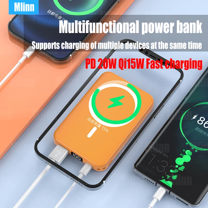 10000mAh Magnetic Wireless Power Bank For MagSafe Powerbank 20W Safe Portable External Spare Battery For MacSafe iPhone 14 13 12