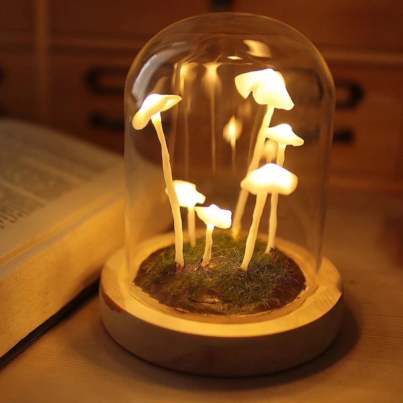 

Mushroom Night Light Handmade DIY Material Bag Bedroom Desktop Deco Valentine Children Christmas Gift Home Decoration Led Lights