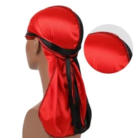 unisex new two color silk satin hijab cap long tail braid pirate hat elastic baotou hat chemotherapy hat sport cyclist cycling