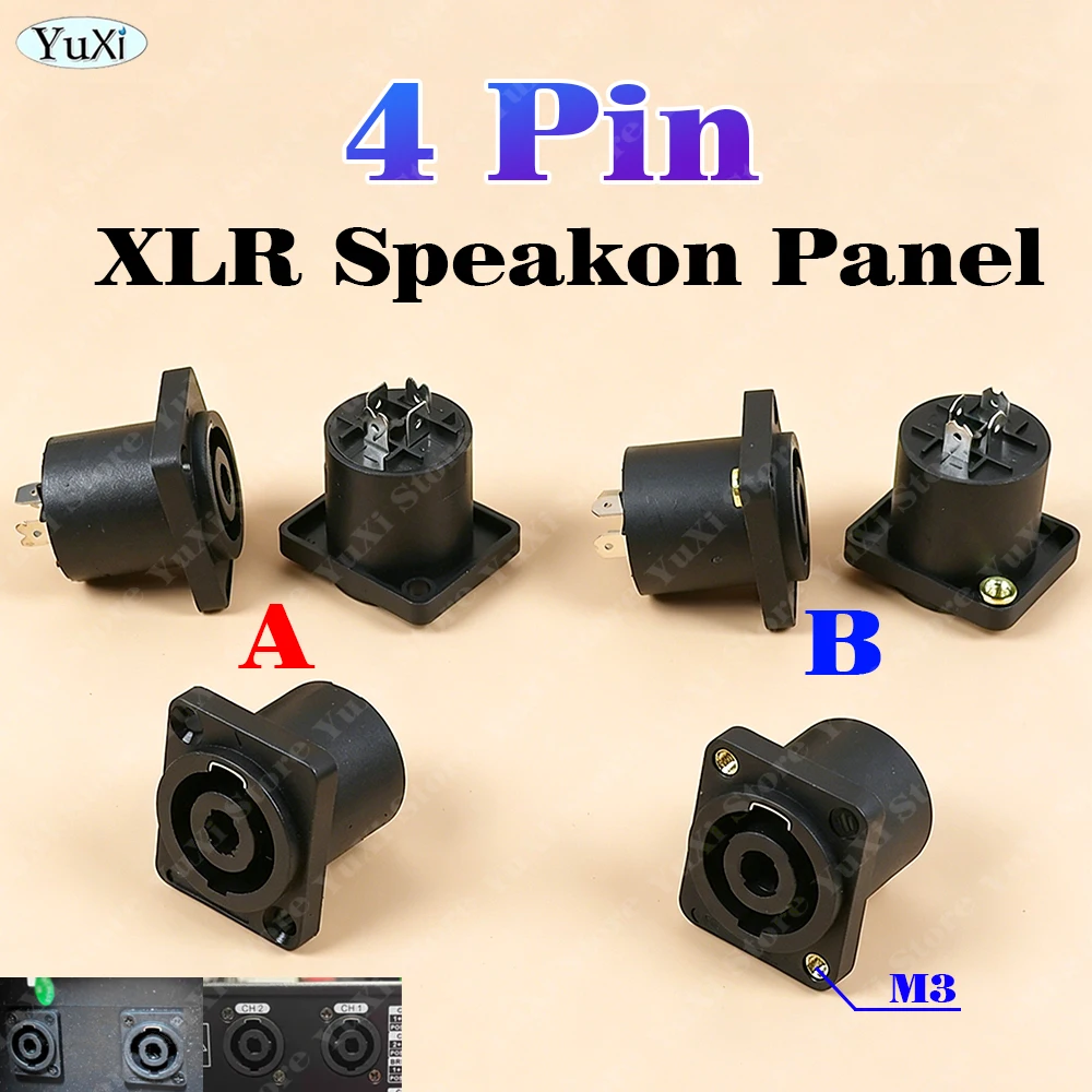 Фото 2-20 шт. XLR 4-контактный разъем Speakon для монтажа на панель, 4-полюсный гнездовой разъем Powercon, аудио-видео кабель-адаптер XLR №2