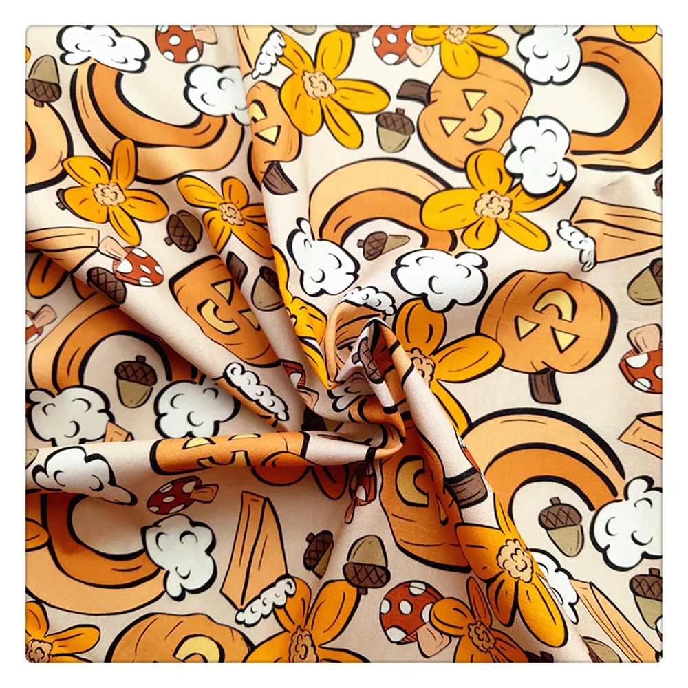 

Cheap Sale High Quality Pure Combed Cotton Yellow Color Floral Printed Fabric For Diy Crafts Toy Baby CLothes Sewing Meters