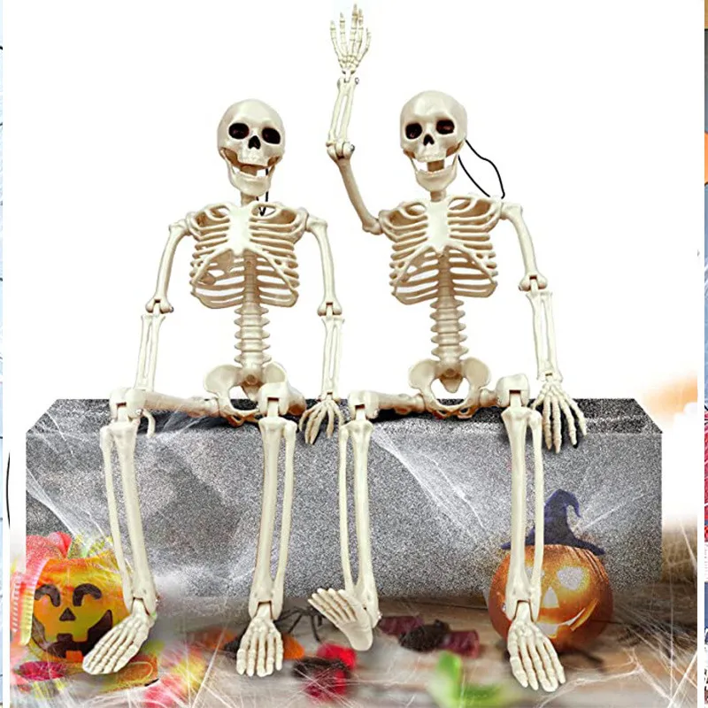 

New 40cm High Halloween Skeleton Horror Scary Simulation Human Plastic Skeleton Ghost Body Skeleton Halloween Decoration Props