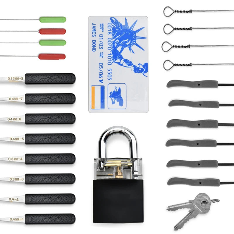 

Locksmith Tool Pick Set Practice Lock Transparent Locks Tension Wrench Broken Key Tool For Training and Practicing Skill
