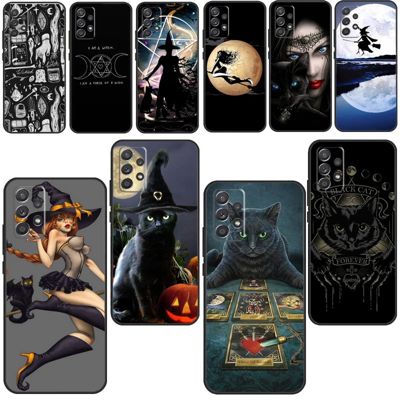 Мягкий чехол Witchcraft Хэллоуин кот темная ведьма для Samsung Galaxy A32 A52 A72 A12 A42 A40 A50 A70 A03S A21S A52S A71 A51 чехол