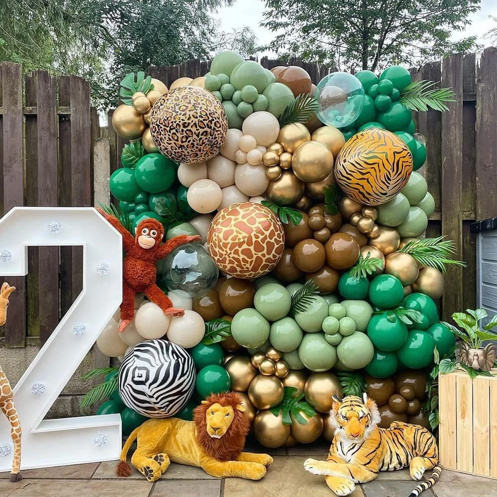 

119/127PCS Balloon Kit Retro Green White Gold Balls Birthday Wedding Anniversary Jungle Summer Party Decor Home Ballons Supplies