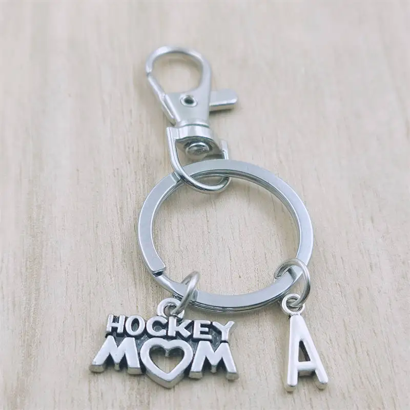 

Hockey Mom Player Keyring Letter Car Key Chain Ring Lobster Clasp Initial Charm Women Jewelry Accessories Pendants Metal