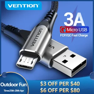 vention micro usb cable 3a nylon fast charger usb type c data cable for samsung xiaomi lg android micro usb mobile phone cables free global shipping
