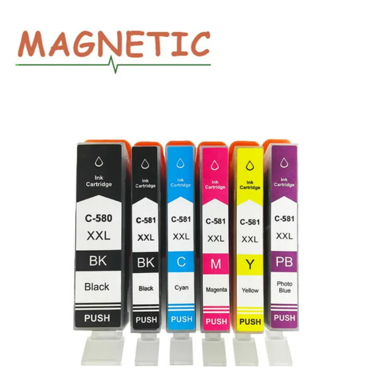 

New Magnetic 580XXL 581XXL Ink Cartridge Replacement for Canon PGI-580XXL CLI-581XXL PGI 580 XXL CLI 581 XXL PGI580 CLI581