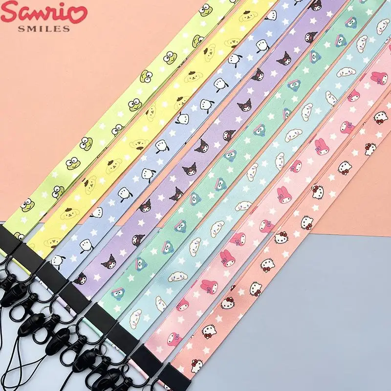 Sanrio Cartoon Kawaii Long Hanging Neck Fabric Long Rope Key Card Holder Pendant Chain Office Worker Student Universal Gift