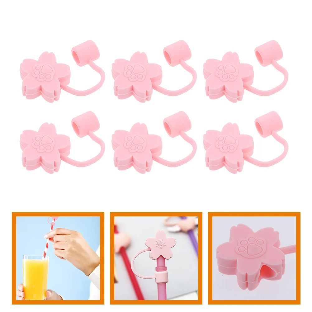 

6Pcs Adorable Straw Dust Covers Cartoon Straw Caps Covers Straw Silicone Caps Drinking Straw Covers