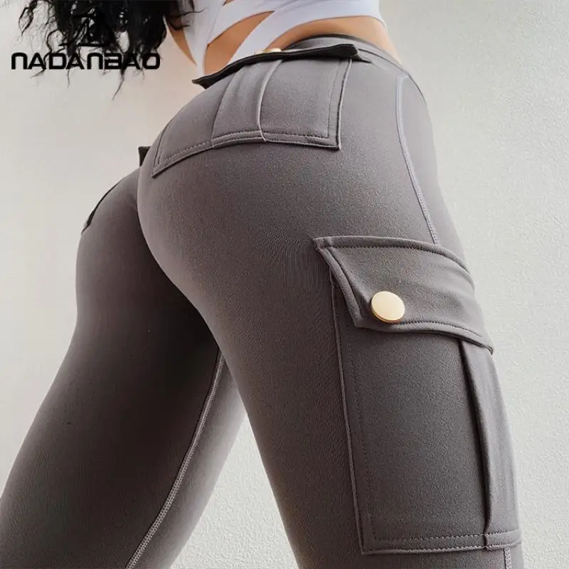 

Новые сексуальные леггинсы NADANBAO с эффектом пуш-ап, Лидер продаж, штаны для фитнеса с карманами, женские эластичные облегающие быстросохнущи...