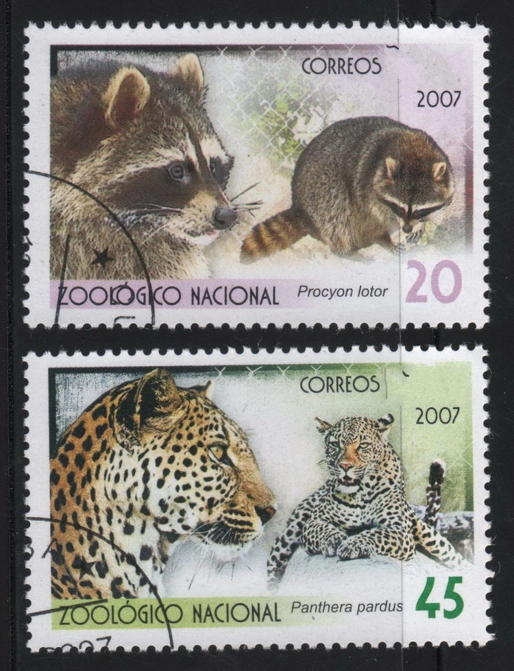 

2 шт./компл. Карибские почтовые марки 2007 енот Леопардовый зоопарк использованные почтовые марки для коллекционирования