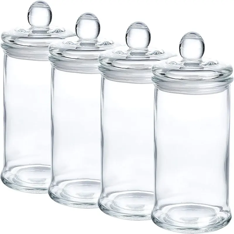 

Glass Apothecary Jars, Bathroom Storage Organizer Canisters, 3.1"D x 5.7"H