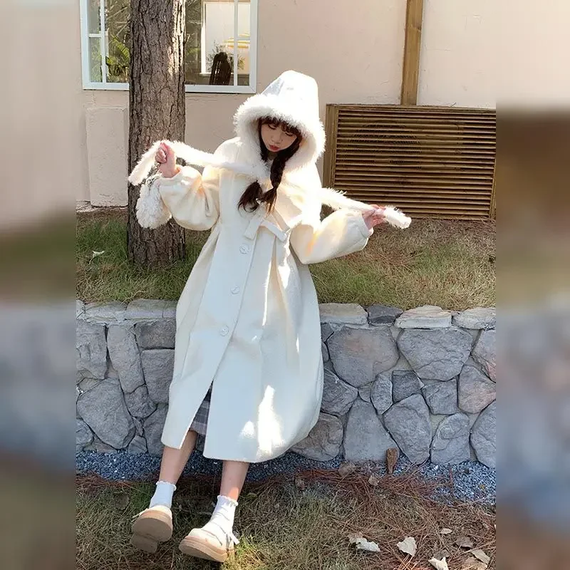 Теплое толстое шерстяное пальто в студенческом стиле женская зимняя одежда