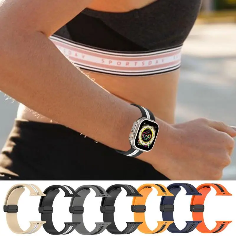 

Silicone Strap Watch Band Smartwatch Sports Watchband Bracelet For Apple Watch SE All Series Bracelet Replacement Watchband