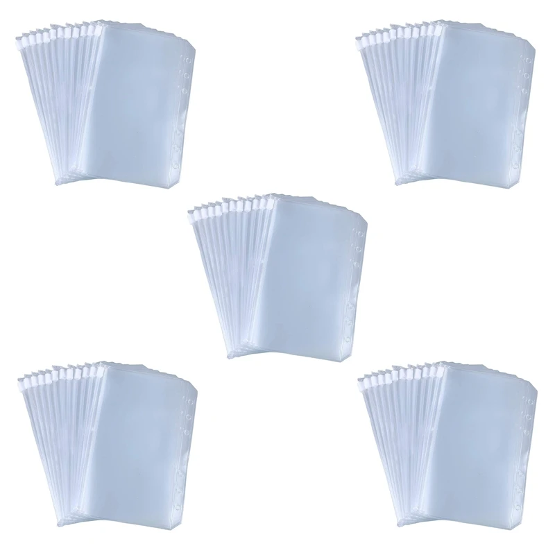 

A6 Size 6 Holes Binder Pockets, Binder Zipper Folders, Zipper Loose Leaf Bags For Documents Notebooks Cards, 60 Pcs