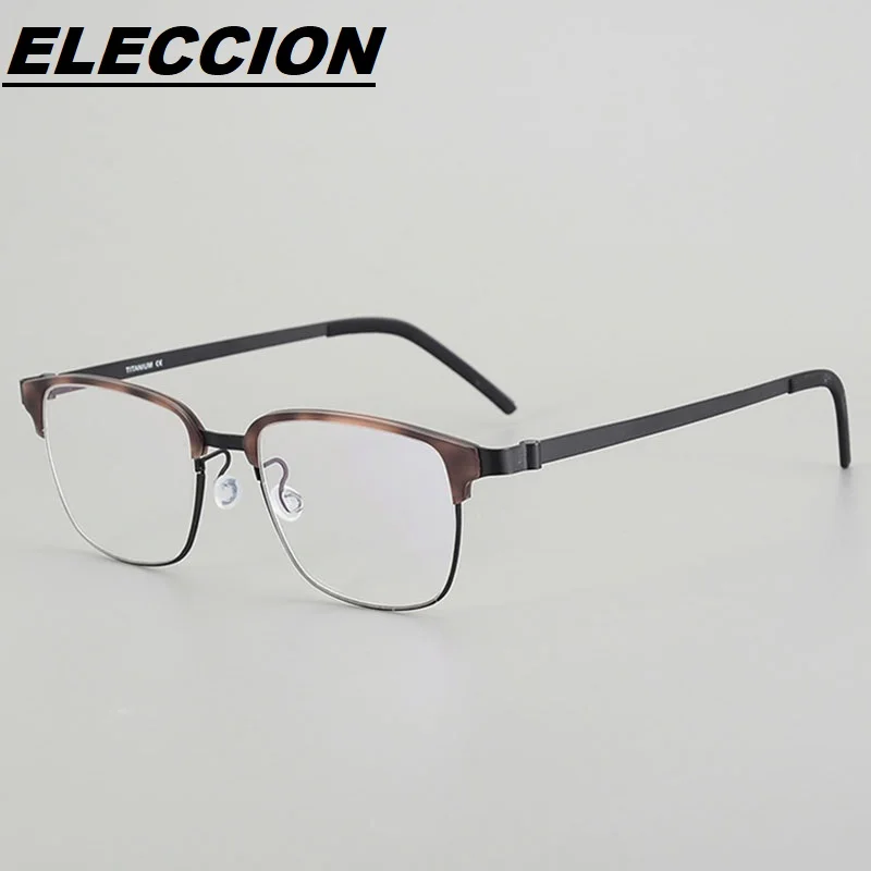 

ELECCION Acetate Titanium Screwless Design Eyewear Unisex Eyeglasses for Adults 2023 Vintage Optical Myopia Half Glasses Frame
