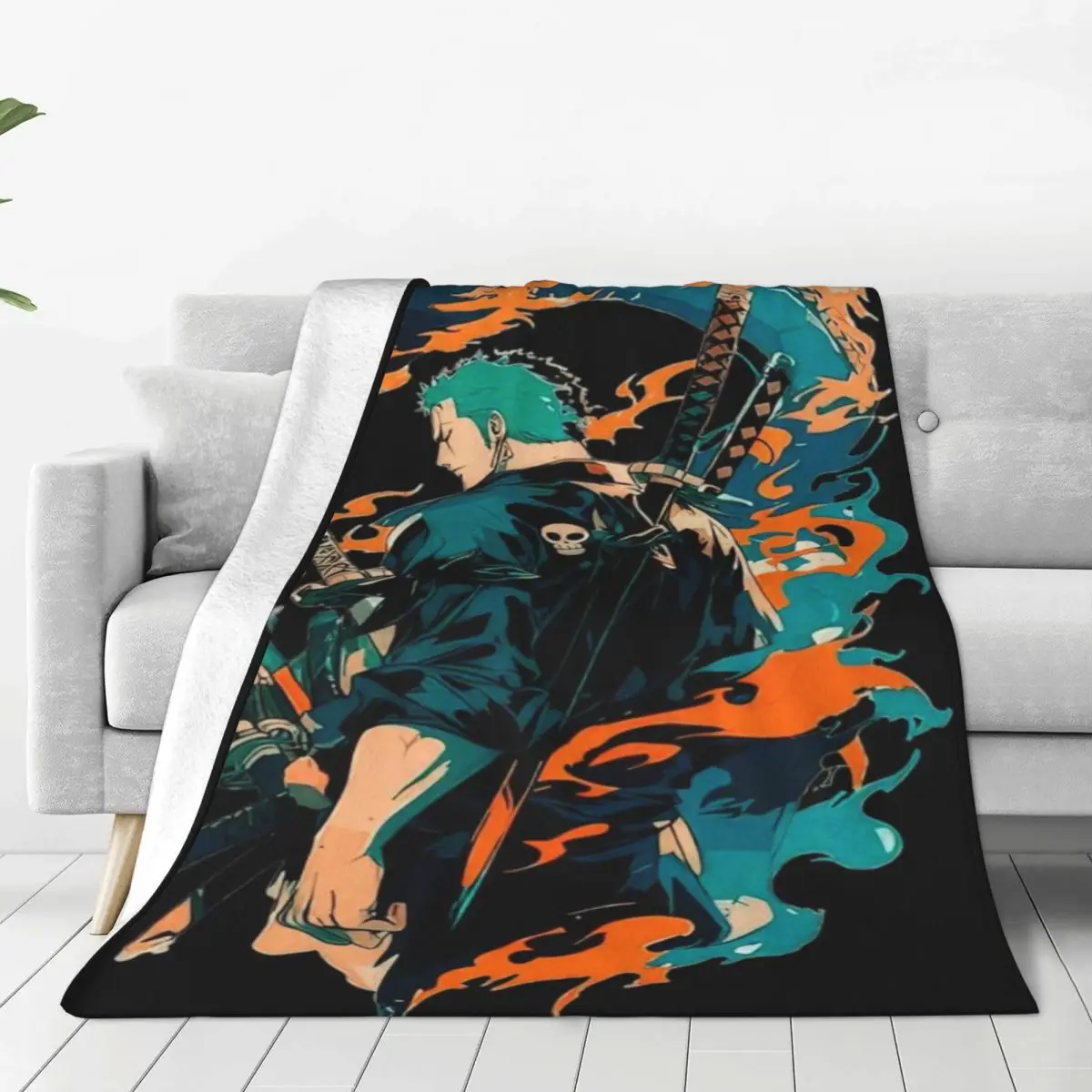 Plush Flannel Blanket Zoro With Dragon Warm and Snuggly Fleece Throw for Couch Bed Camping Adventures Any Time of Year