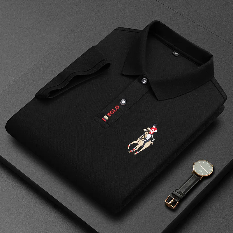 

New Summer Breathable Jacket Luxury Men's Cotton Embroidery Business Short Sleeve Polo Shirt Solid Color Polo Collar Men's Casua