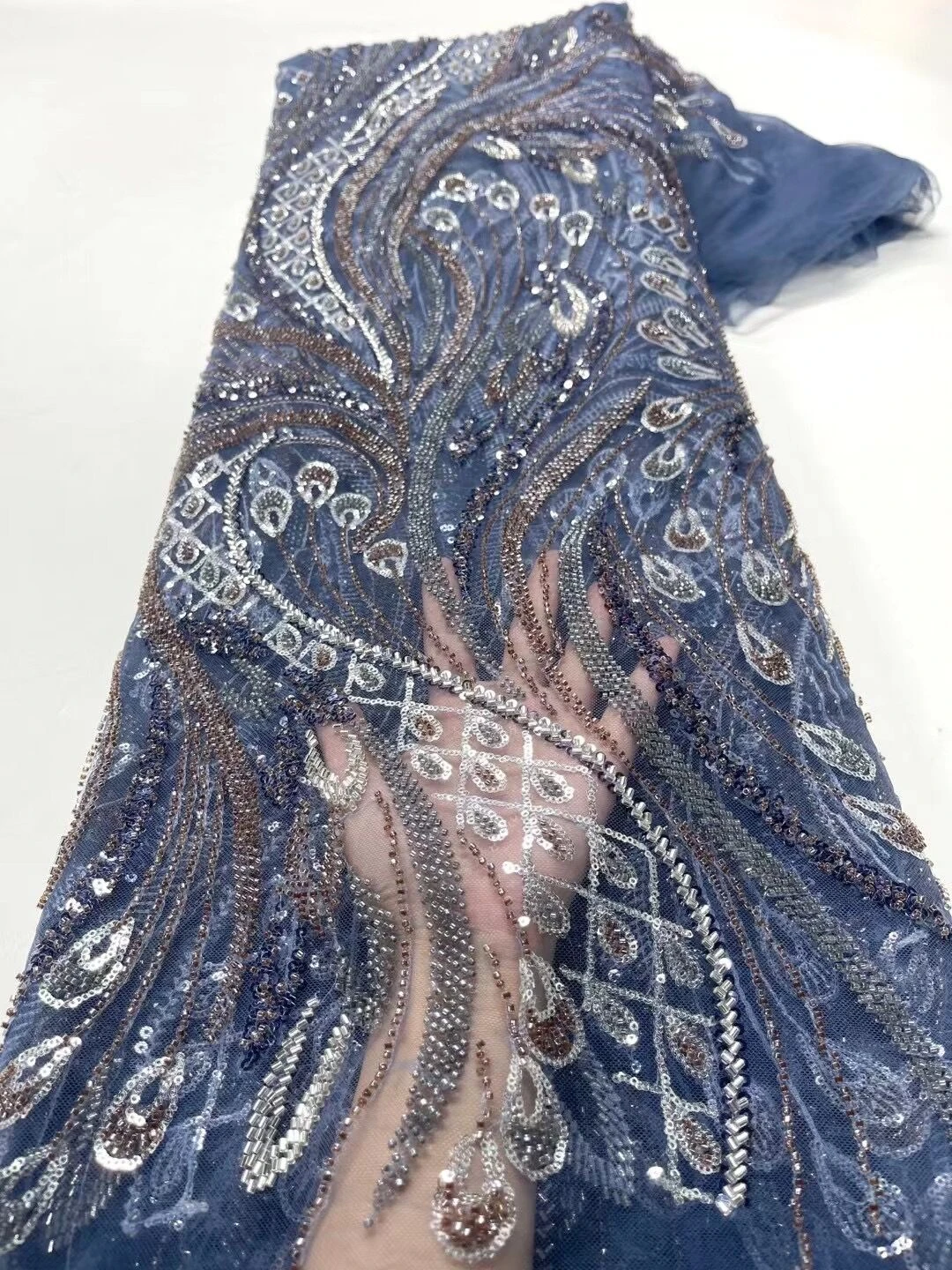 

5 Yard French Nigerian Organza With Gold Thread Net Lace African Tulle Mesh Fabric High Quality For Wedding Party jy202