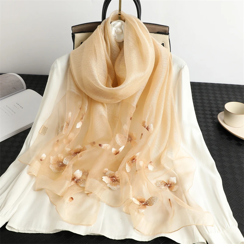 Модный Шелковый шарф с цветочным принтом для женщин роскошный головной платок