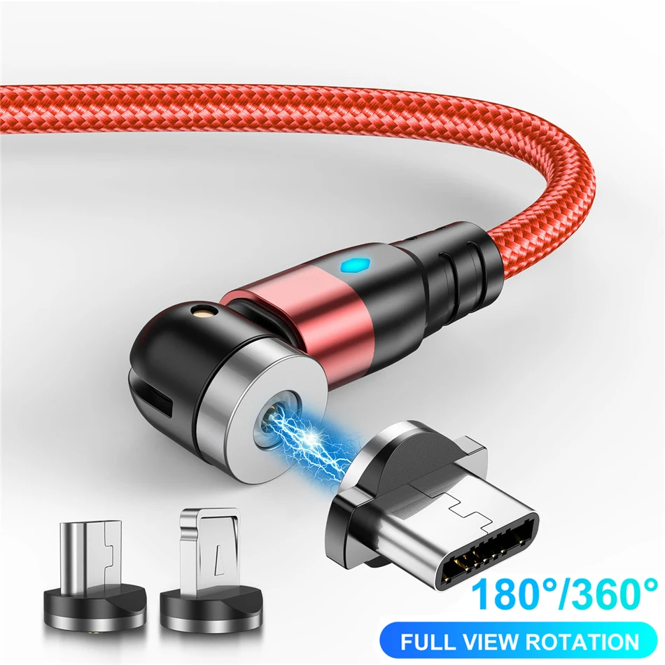 

540 Rotate Magnetic Cable Fast Charging Magnet Charger Micro USB Type C Cable Mobile Phone Wire Cord for IPhone Xiaomi