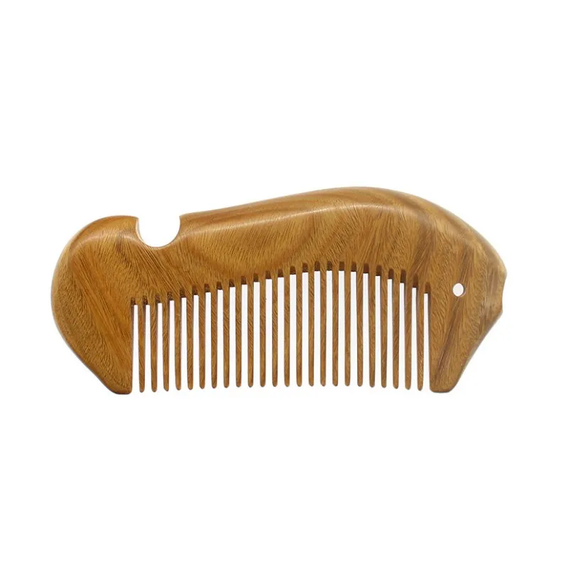 

Green Sandalwood Comb Massage Comb Thick and Fine Teeth Women's Engraving Gift