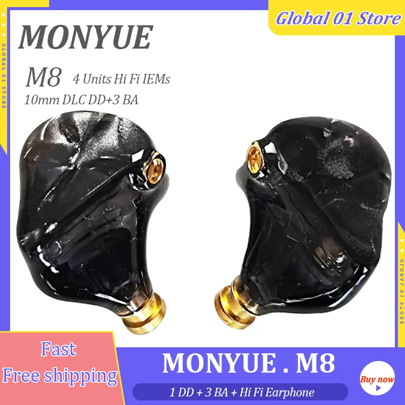 Наушники-вкладыши MONYUE M8 10 мм DLC DD + 3BA HiFi IEMs динамические и сбалансированные