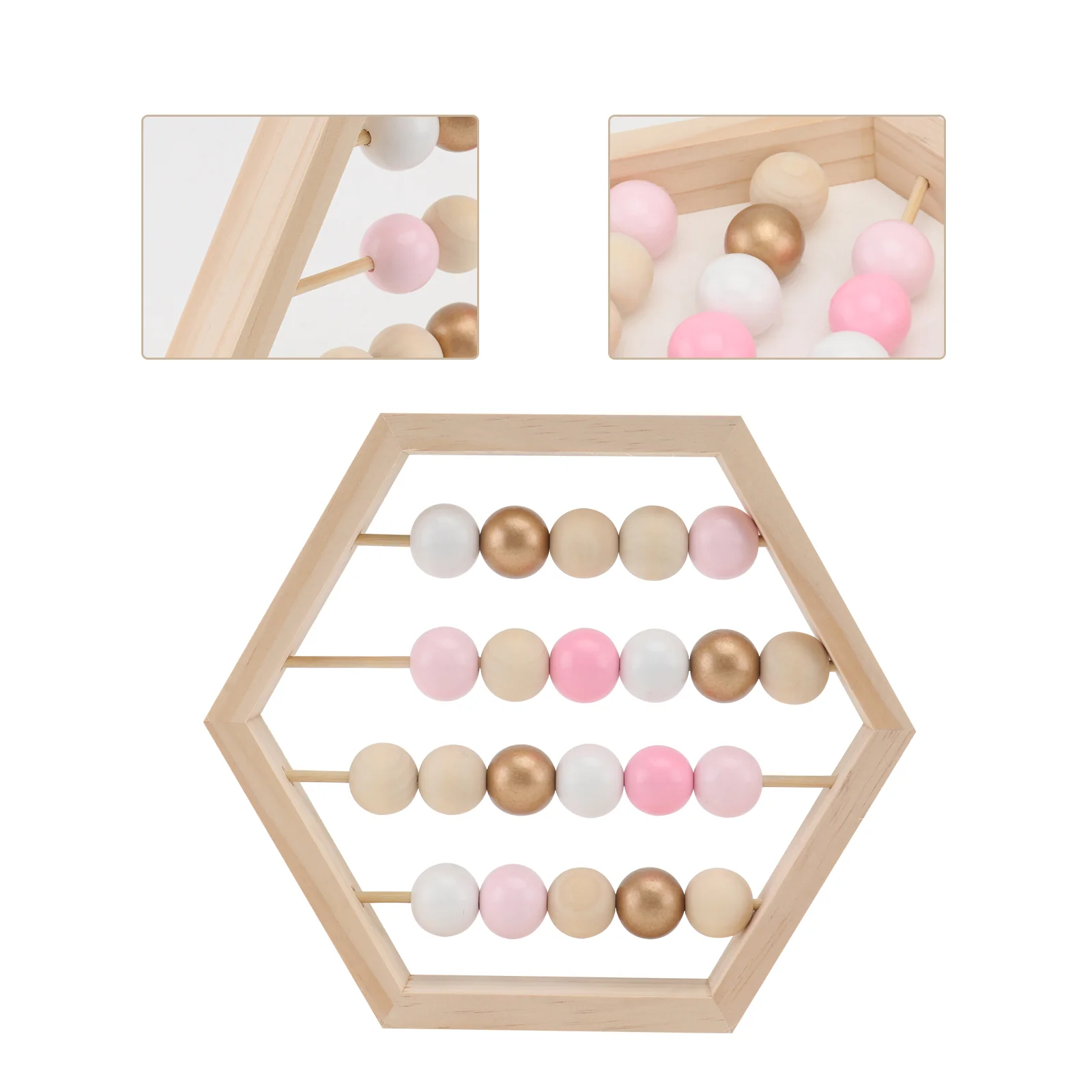 

1Pc Nordic Wooden Adornment Hexagon Abacus Decor Kids Educational Plaything