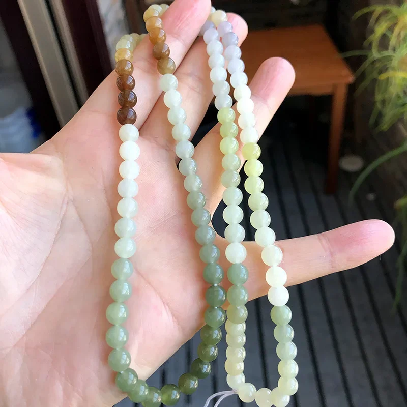 Браслет из натуральных нефритовых бусин Duobao 6 мм постепенное изменение цвета