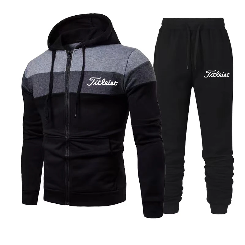

2023 Men's New Sports Hoodie Multi Color Zipper Set Golf Pants High Quality Men's Daily Casual Sports Jogging Autumn Set