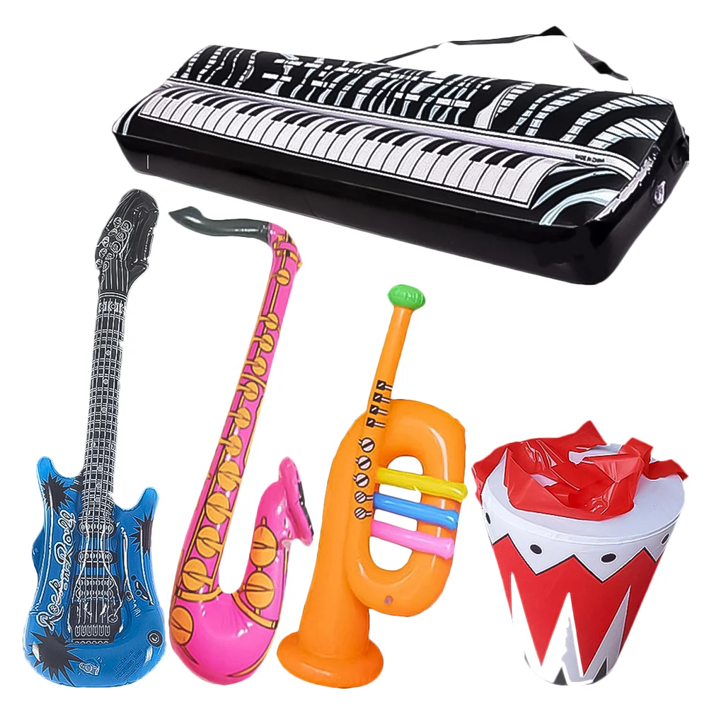 

Guitar Inflatable Foil Kids Party Instruments Microphone Balloons Birthday Favors Rollprops Piano Music Toys Instrument