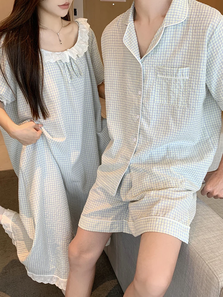Милая принцесса Sle лоскутная кружевная клетчатая пижама с короткими рукавами для