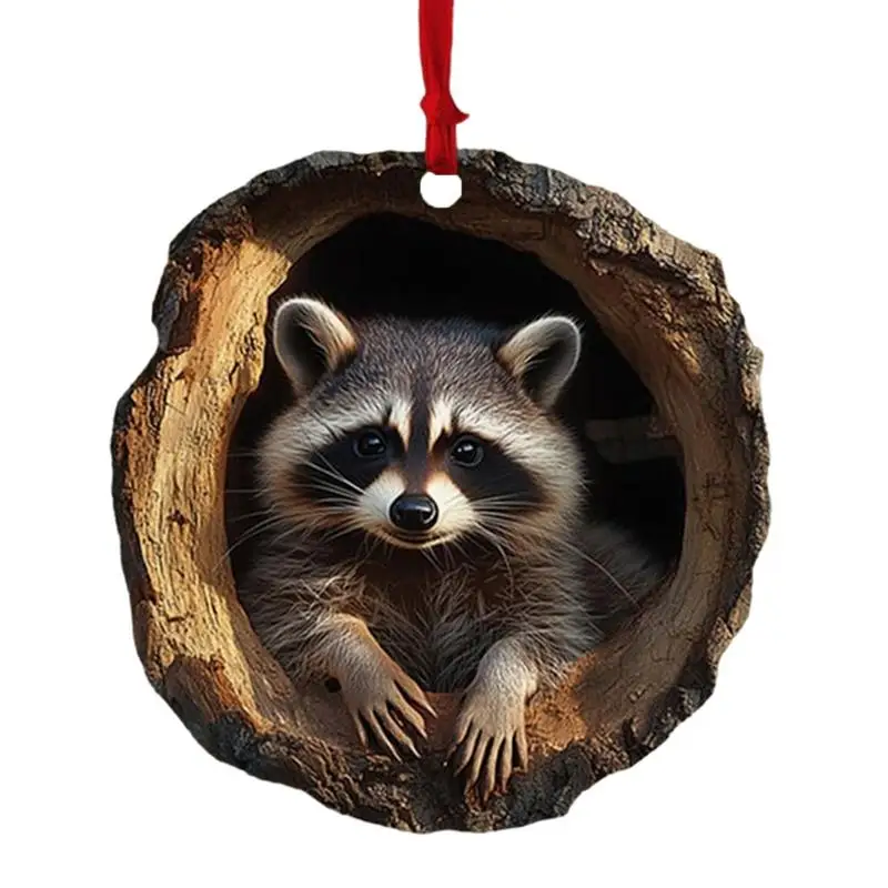Рождественский акриловый кулон в виде животного енот сова белка еж кролик птица
