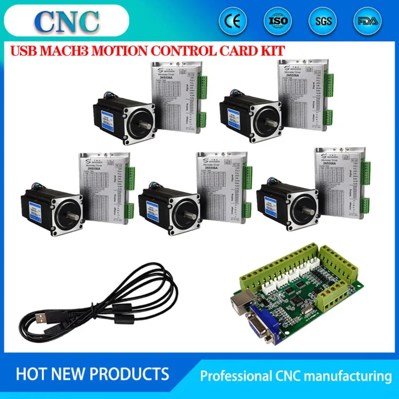 5-осевой комплект ЧПУ USB Mach3Cnc Контроллер движения Nema23/57 3Nm FY56ED420A 2NS556A Драйвер