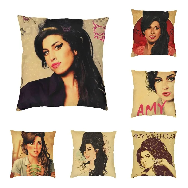 

British Singer Amy Winehouse Modern Pillow Cover Living Room Decoration Car Cushion Case