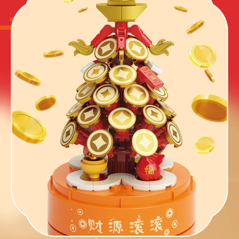 Строительные блоки дерево удачи лев октав маленькая модель гранул украшение для