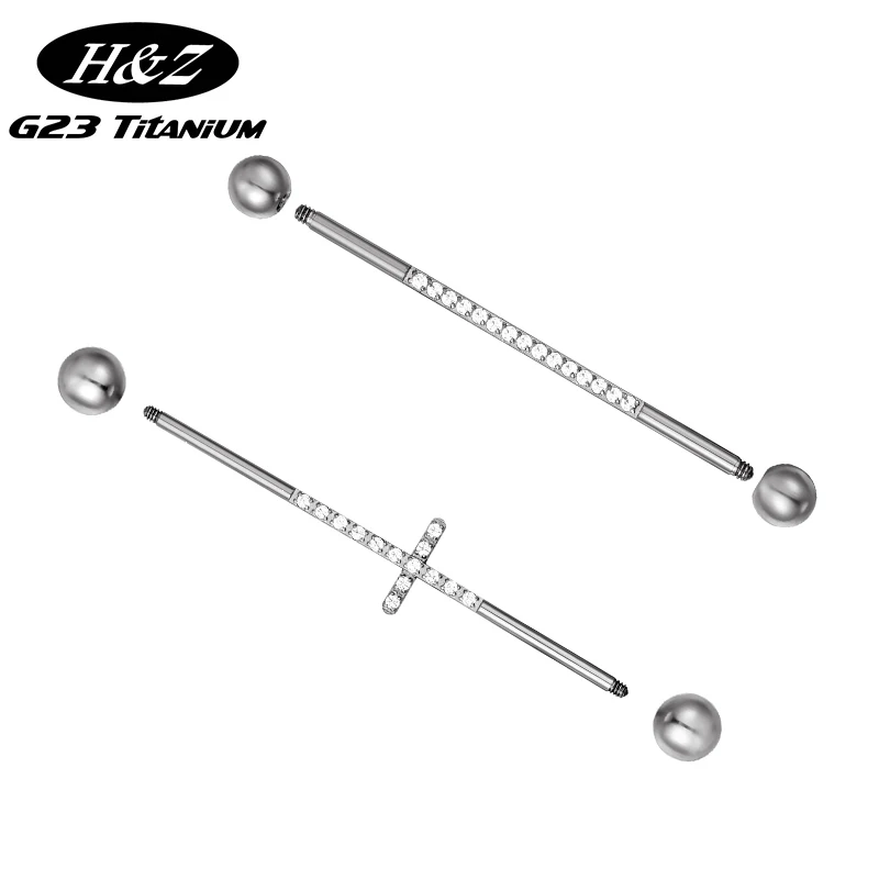 

Surgical Steel Piercing Internal Thread Cubic Zircon Cross Cartilage Ear 14G Industrial Barbell Implant Body Piercing Jewelry