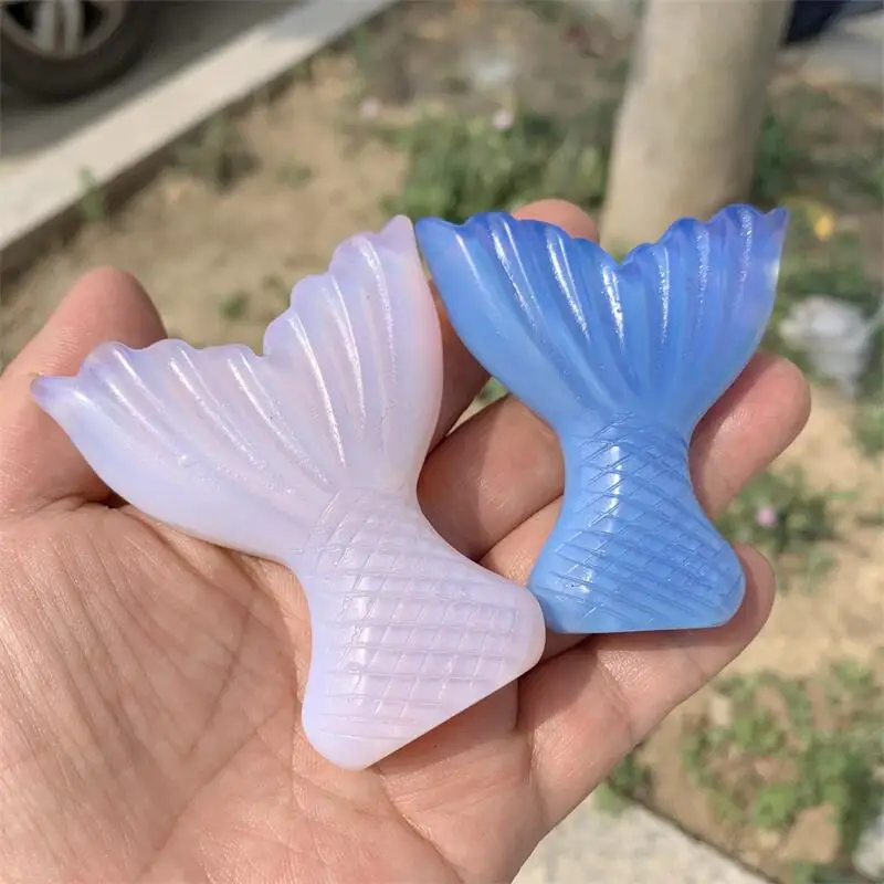 

High Quality Crystal Fishtail Carving Polished Quartz Healing Stones Gemstones For Home DIY Decoration 1pcs