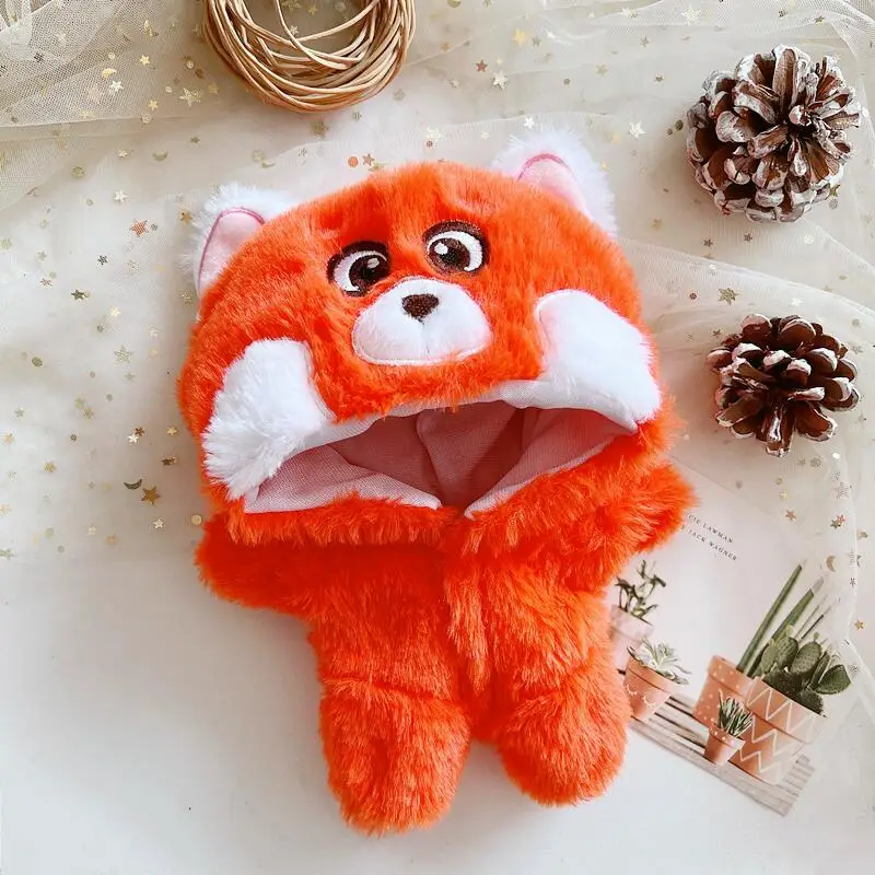 

20cm Doll Clothes Kawaii Disney Cartoon Turning Red Panda Jumpsuits Plush Clothes Shoes Bag Dress Up Plush Doll Toy