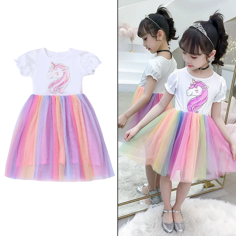

Baby Girls Princess Dress Short Sleeve Unicorn Tutu Dresses Girl Birthday Clothes Party Dresses Child Clothes платье для девочки