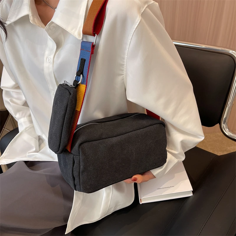 Casual Canvas Messenger Bag for Women Fashion Simple Shoulder Bags with Purse Bolsa Feminina Crossbody Bag Female Handbags Sac