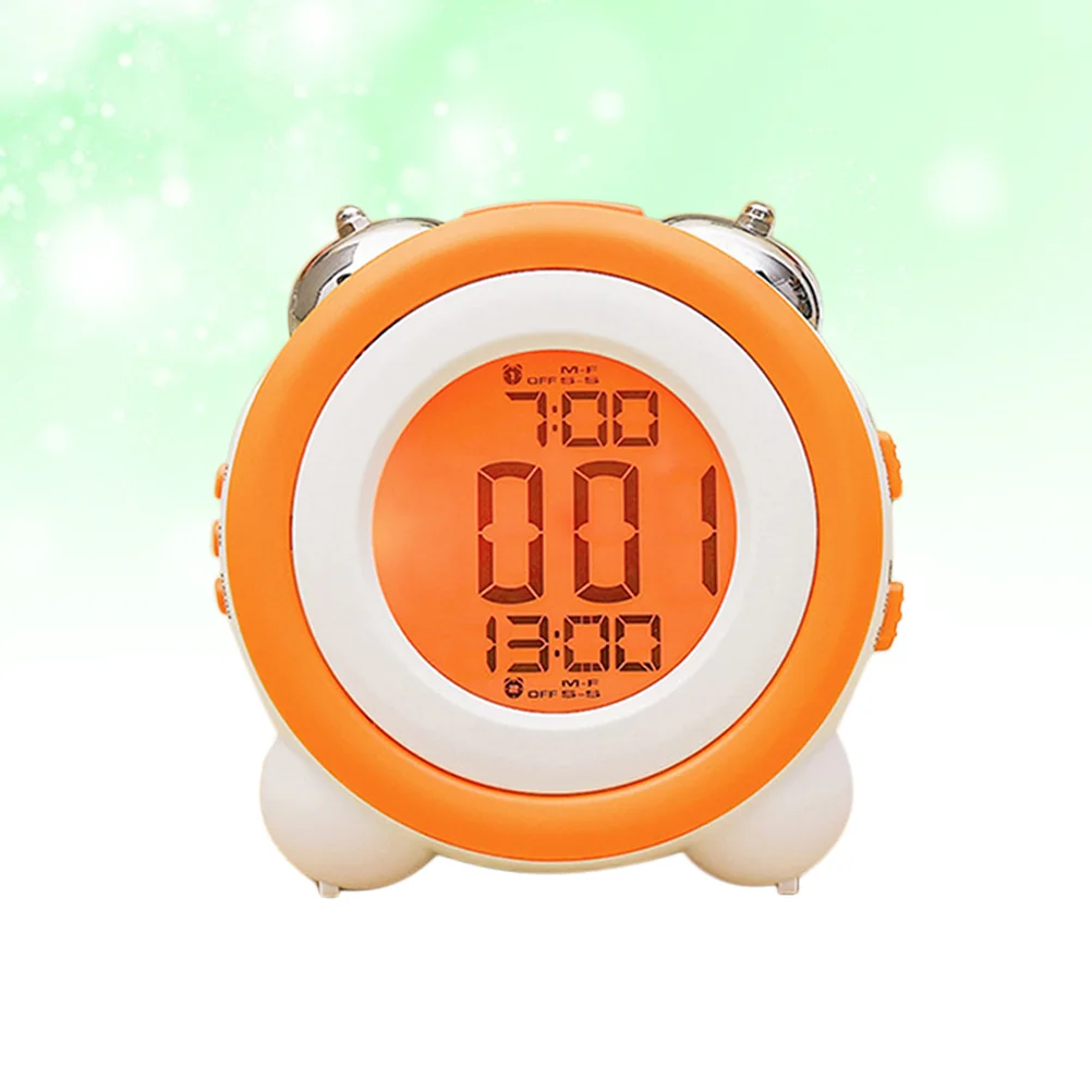 

Electronic Alarm Double Bell LED Simple Mute Stay in Bed Stereo Loud Clock for Kids Children (Orange)