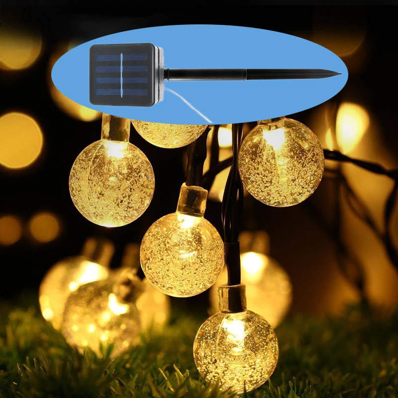 

Solar String Lights Outdoor 30 Led Crystal Globe Lights Waterproof Solar Patio Light for Outdoor Garden Yard Party Decor